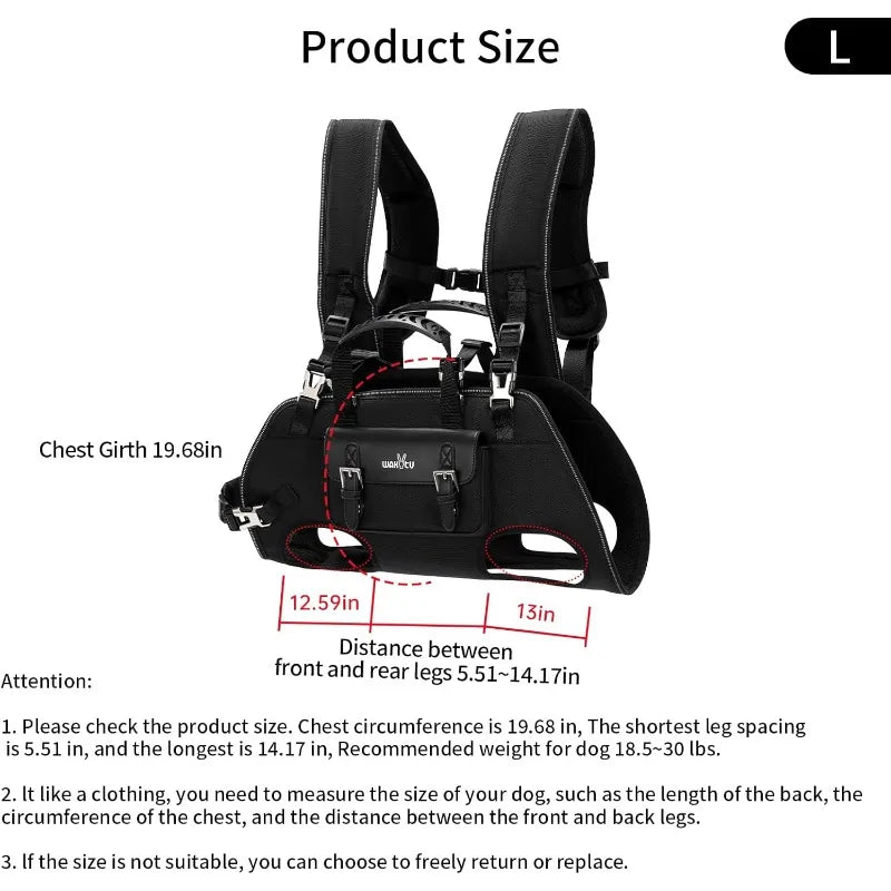 Dog Backpack Carrier for Dogs,Dog Lift Harness,Adjustable Padded Breathable Straps for Dogs Disabled,Joint Injuries, Arthritis,S