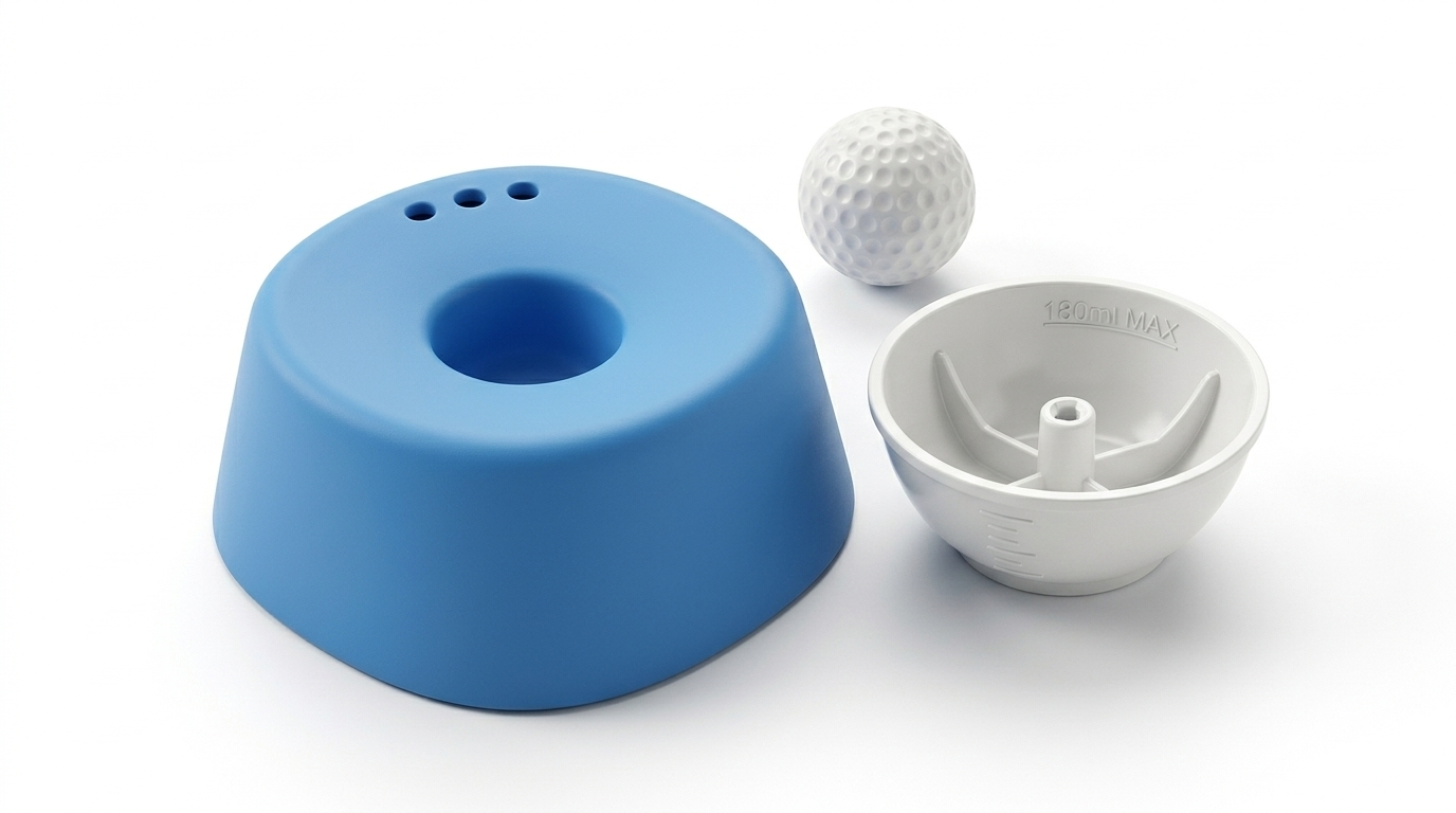 Frenchie Lick Bowl 3 components — silicone base, inner bowl, textured ball