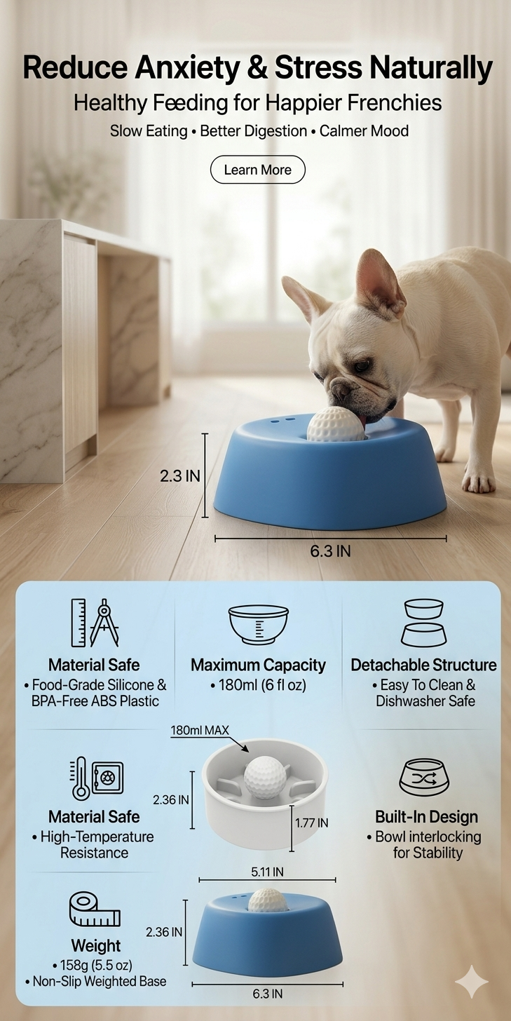 Frenchie Lick Bowl mobile view — slow feeding for French Bulldogs