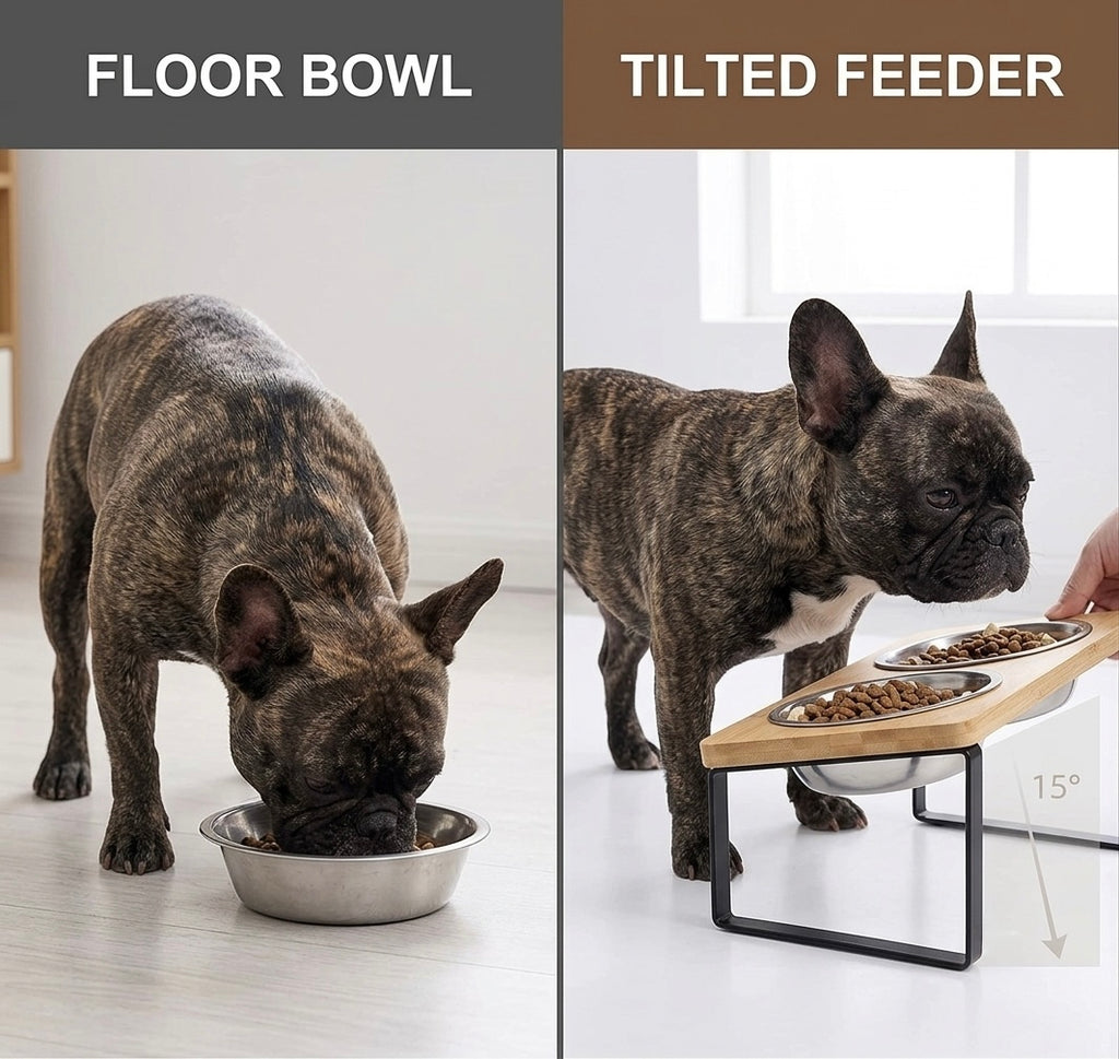 Frenchie TiltFeeder — 15° Elevated Anti-Gulp Bowl for Flat-Faced Dogs
