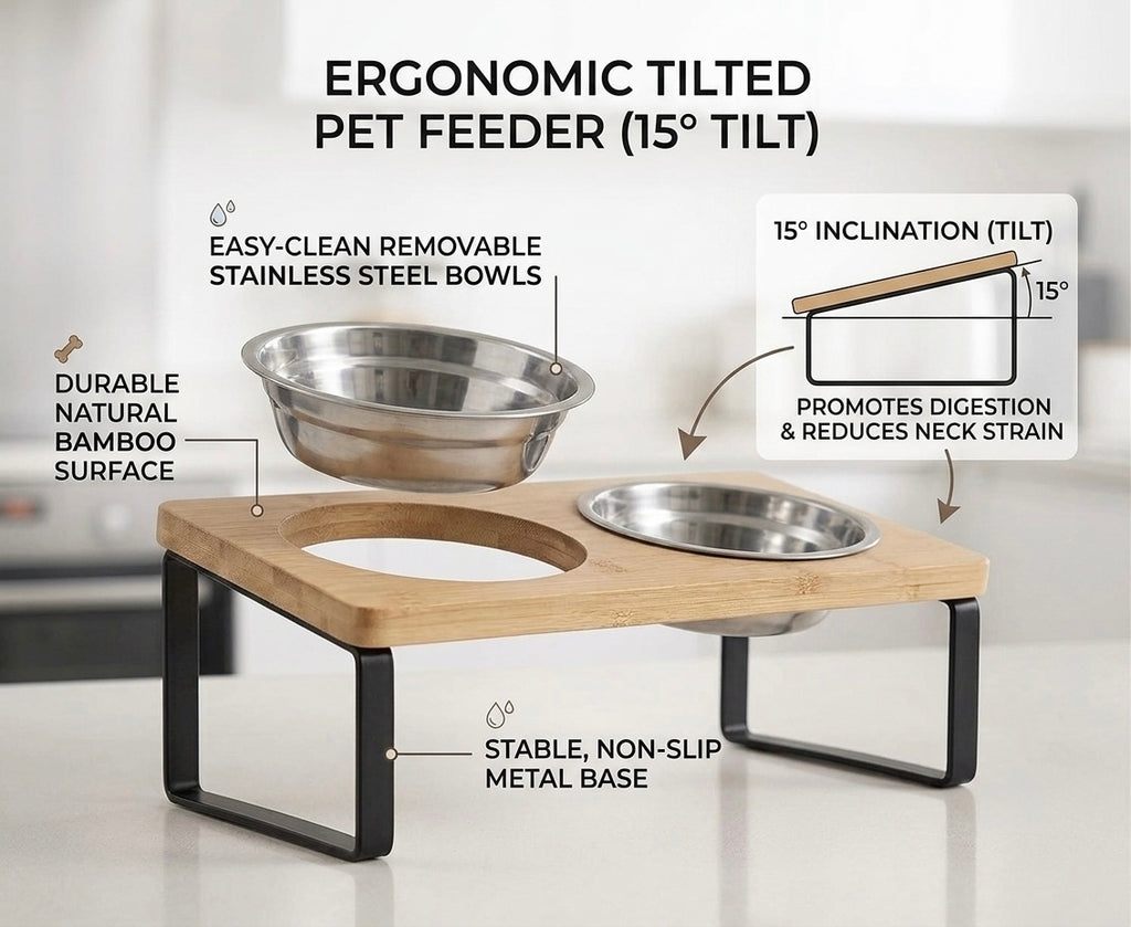 Frenchie TiltFeeder — 15° Elevated Anti-Gulp Bowl for Flat-Faced Dogs