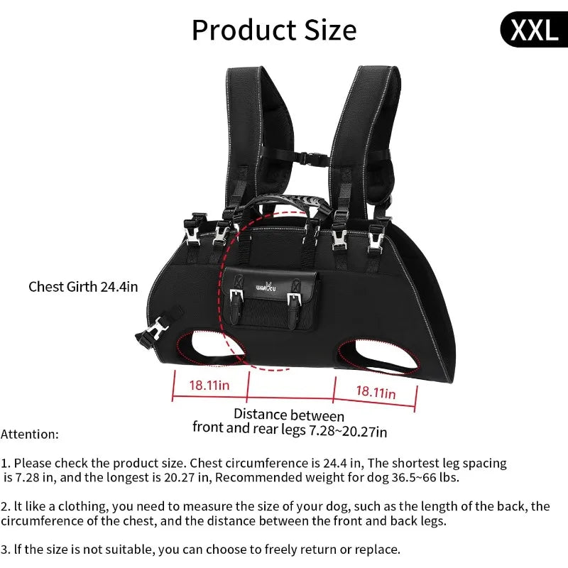 Dog Backpack Carrier for Dogs,Dog Lift Harness,Adjustable Padded Breathable Straps for Dogs Disabled,Joint Injuries, Arthritis,S