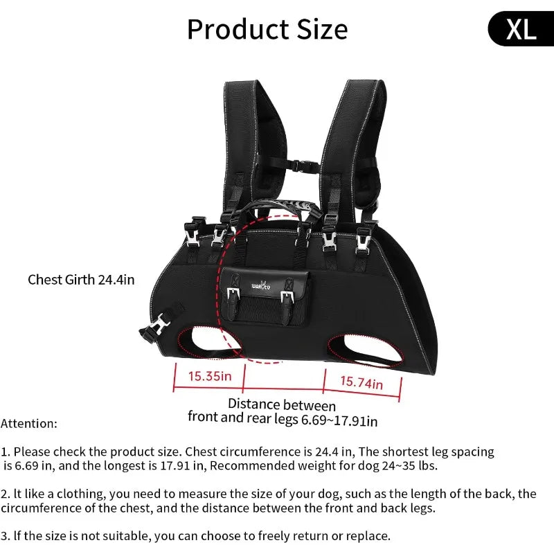 Dog Backpack Carrier for Dogs,Dog Lift Harness,Adjustable Padded Breathable Straps for Dogs Disabled,Joint Injuries, Arthritis,S
