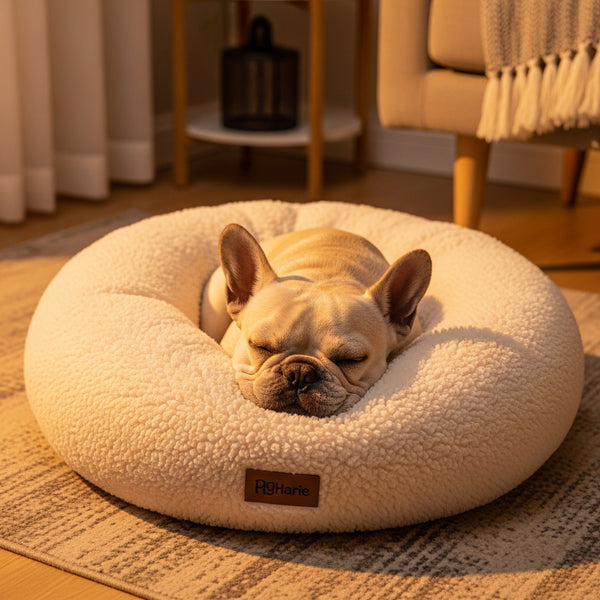 Frenchie Calming Donut Bed — Anti-Anxiety Orthopedic Cushion