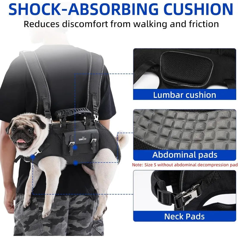 Dog Backpack Carrier for Dogs,Dog Lift Harness,Adjustable Padded Breathable Straps for Dogs Disabled,Joint Injuries, Arthritis,S