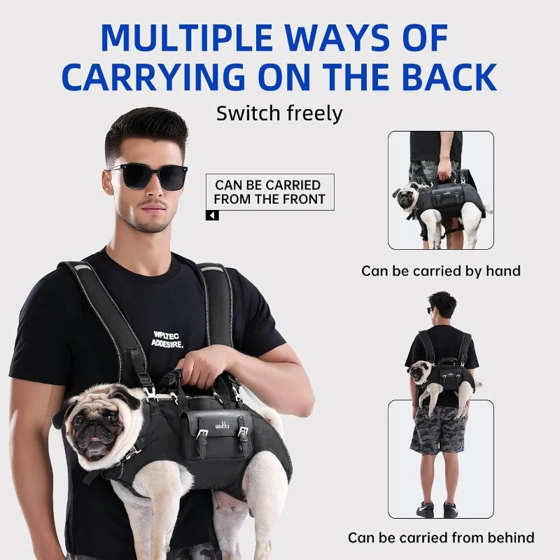 Dog Backpack Carrier for Dogs,Dog Lift Harness,Adjustable Padded Breathable Straps for Dogs Disabled,Joint Injuries, Arthritis,S