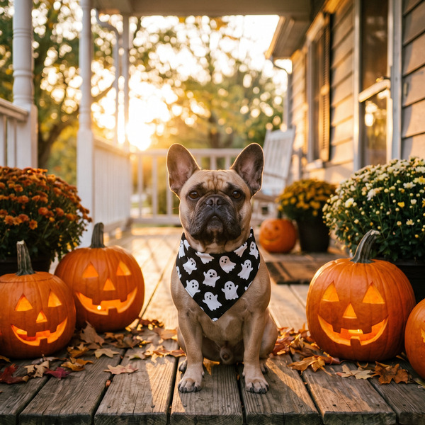 Frenchie Halloween Bandana — Pumpkin & Ghost