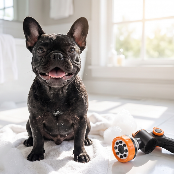 Frenchie Bath Sprayer — 8-Mode Dog Washing Hose Attachment