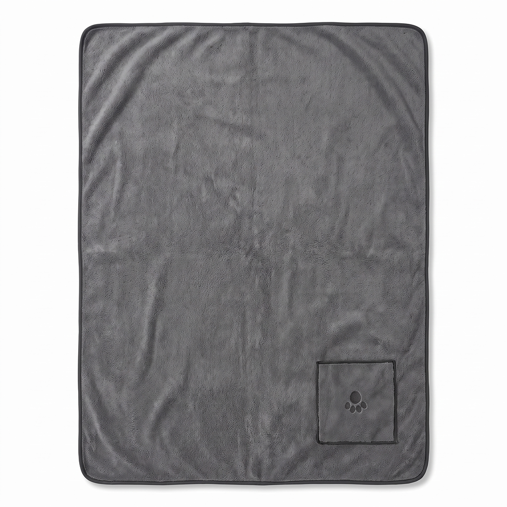 Frenchie quick-dry microfiber towel with hand pockets